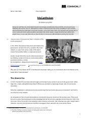 , 1 p. . Mccarthyism packet answers